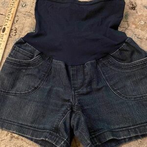 Oh Baby by Motherhood Jean Shorts Denim Blue Stretch Belly Size M